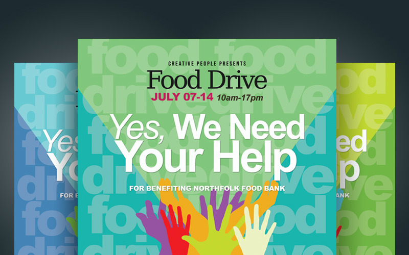 Download Фирменный стиль "Food Drive Flyers - Corporate Identity Template" / Food Drive Flyers - Corporate Identity Template - Фирменный стиль на тему графика ad advert advertisement annual boxed meal canned charity donation drive drop-off event fest festival flyer food bank volunteer help holiday