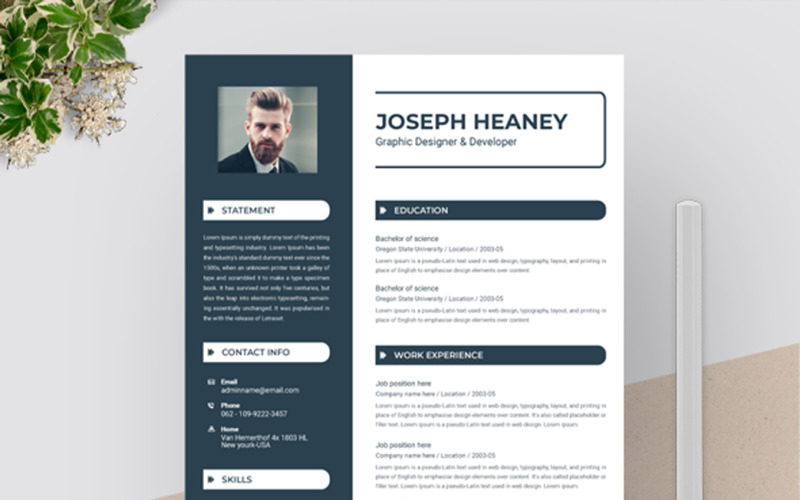 Download Резюме "Heaney Resume Template" / Heaney Resume Template - Резюме на тему графика a4,clean resume,cv,cv clean,cv doc,cv elegant,cv template,elegant resume,modern resume,professional resume,resume,resume clean,resume creative,resume cv,resume design,resume minimal,resume pa