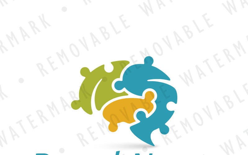 Modello di Logo di tecnologia del cervello di puzzle