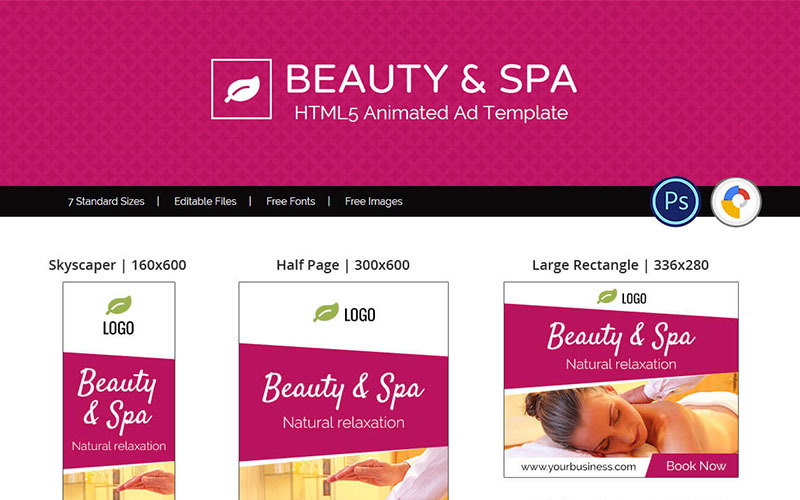 Download Animated Banner "Professional Services | Beauty & Spa Animated Banner" / Professional Services | Beauty & Spa Animated Banner - Animated Banner на тему графика beauty salon massage parlor html5 ad online web booking template modern clean attractive marketing promotion business doubleclick adroll google relaxation