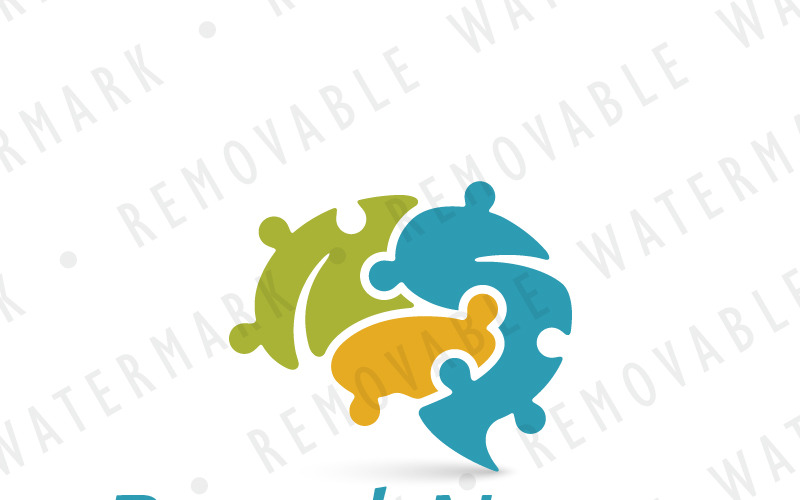 Puzzle Brain Technology Logo Vorlage
