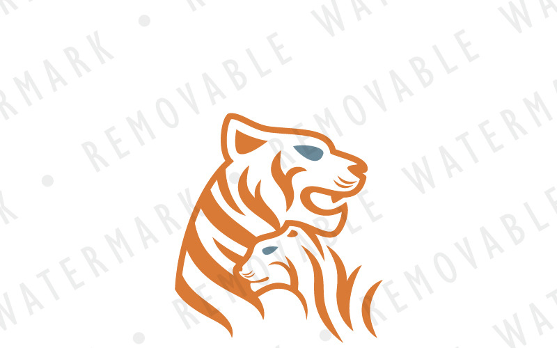 Download Шаблон логотипа "Tiger Family Logo Template" / Tiger Family Logo Template - Шаблон логотипа на тему графика animal tiger care family mother cat wild panther cub social children zoo veterinary pet logo design template childcare love bond