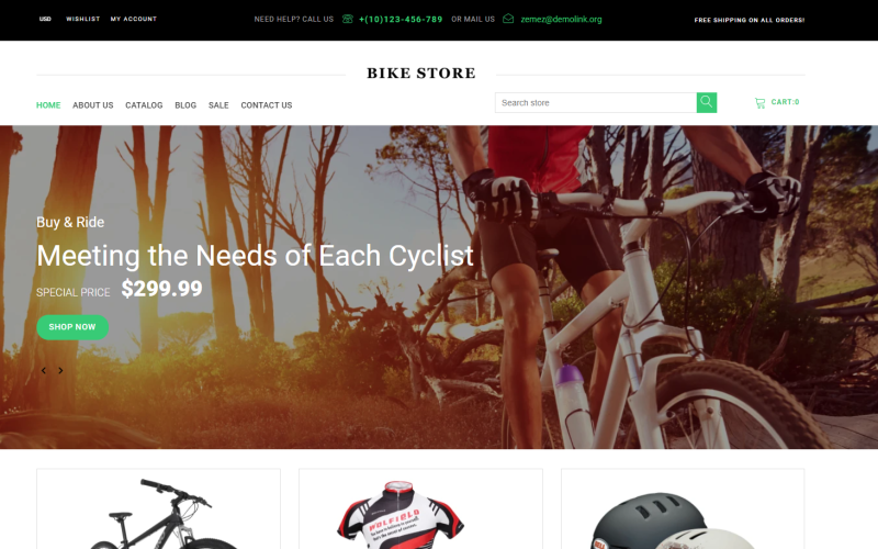 Адаптивная тема Shopify для магазина велосипедов