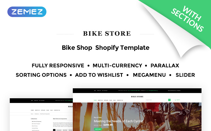 bike store отзывчивая тема shopify