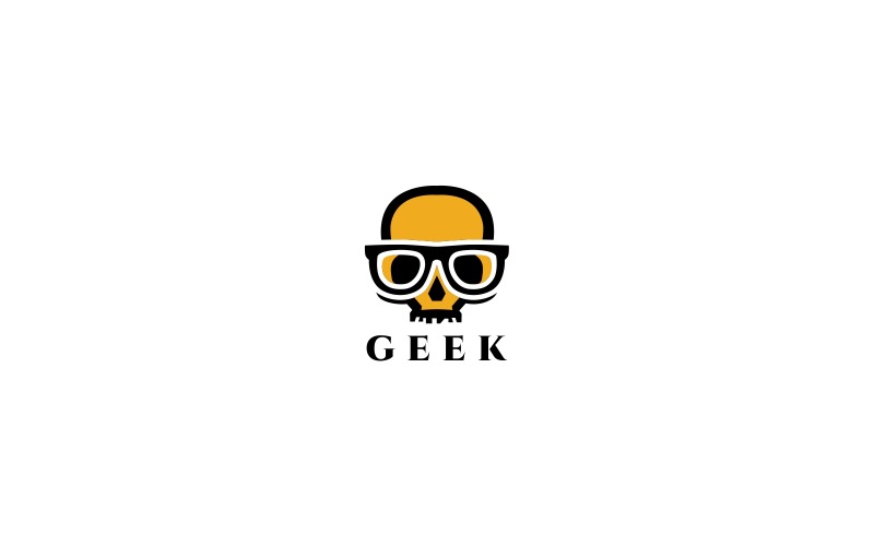 Download Шаблон логотипа "Geek Skull Logo Template" / Geek Skull Logo Template - Шаблон логотипа на тему графика geek application apps art brand cloud code creative creativity design developer fix graphic designer gun html identity logo media nerd,geek,program,programmer,skull,head,unique,creative,games