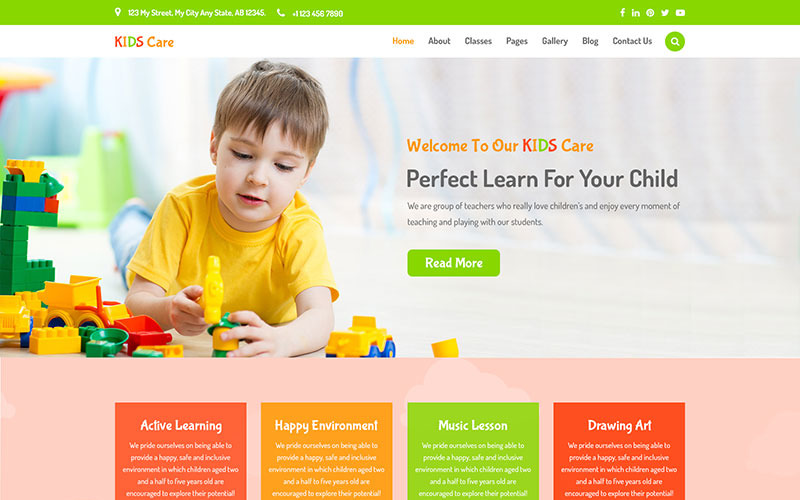 Download PSD шаблон "Kids Care - Children & Kindergarten PSD Template" / Kids Care - Children & Kindergarten PSD Template - Адаптивный PSD шаблон на тему товары повседневного потребления bady child-care baby-care children courses day-care education events kids kindergarten nursery parents party preschool school teacher art-school babysitters colorful babysits