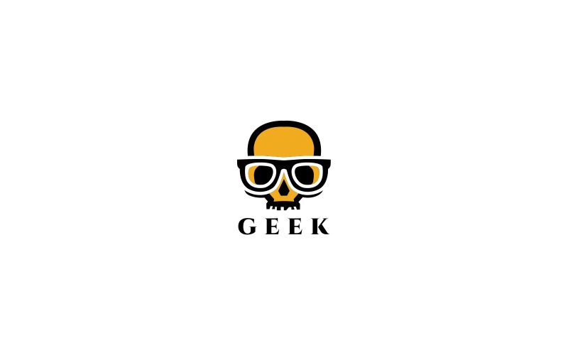 Modelo de logotipo de crânio geek