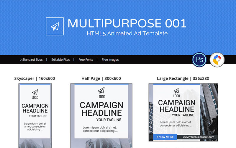 Download Animated Banner "Multipurpose - Ad Animated Banner" / Multipurpose - Ad Animated Banner - Animated Banner на тему графика multipurpose business corporate animated html5 banners google online clean modern multi-use doubleclick web template design