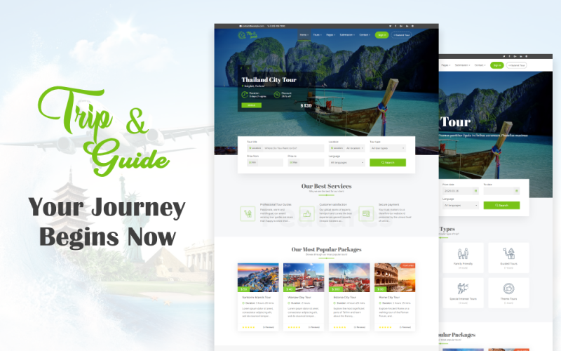 Trip & Guide - Thème WordPress pour les agences de voyages, de voyages et de voyages
