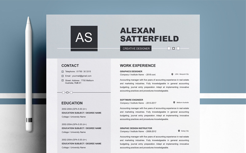 Alex für Job Resume Vorlage