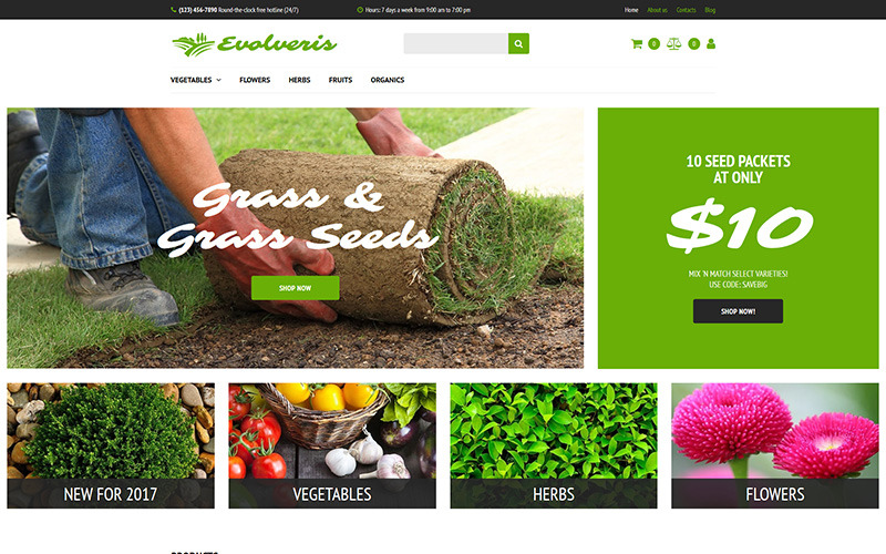 Evolveris - MotoCMS E-Commerce-Vorlage für Garten- und Landwirtschaftsgeschäfte