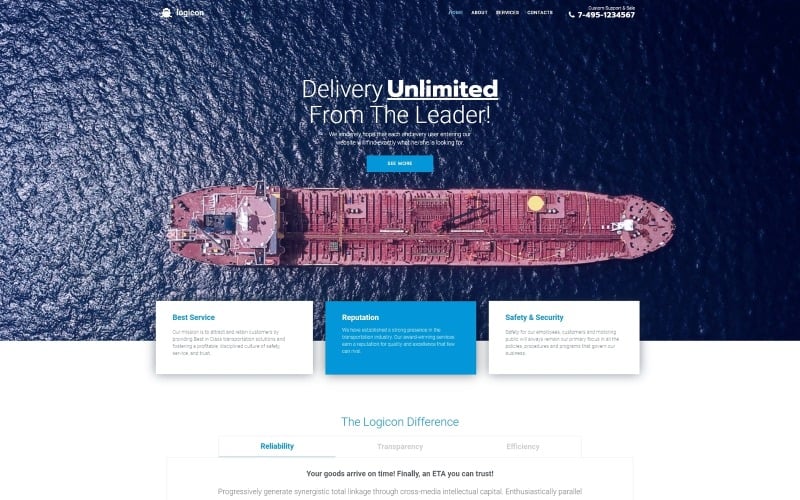 Logicon - Thème WordPress Elementor réactif pour les services de transport