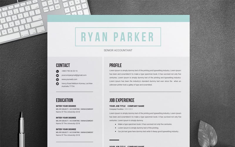 Plantilla de curriculum vitae profesional de Ryan Parker