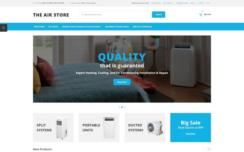 The Air Store - Eenvoudige airconditioningsystemen Online winkel OpenCart-sjabloon