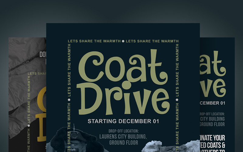 Download Фирменный стиль "Coat Drive Flyer - Corporate Identity Template" / Coat Drive Flyer - Corporate Identity Template - Фирменный стиль на тему графика ad advert advertisement blanket charity church coat cold donate donation drive drop off flyer food fundraiser homeless toy volunteer winter