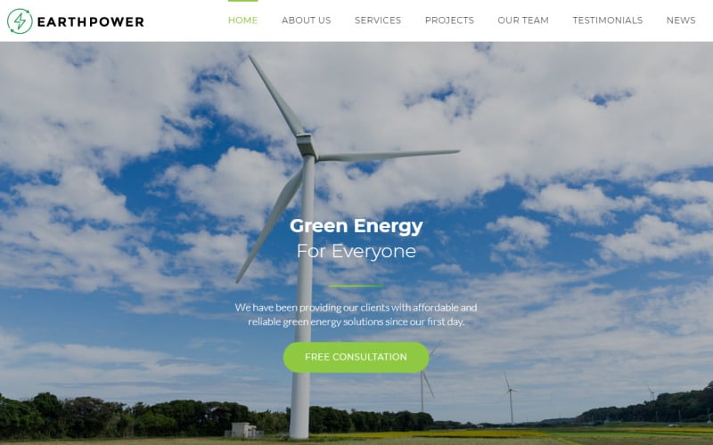 EarthPower - HTML5 шаблон целевой страницы для экологически чистой энергии