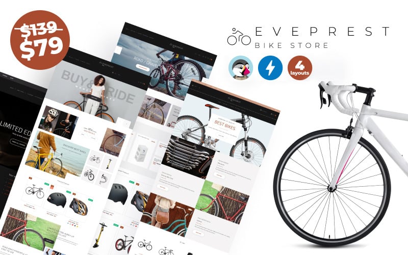 Eveprest Bike 1.7 - Tema de PrestaShop para tienda de bicicletas
