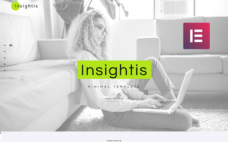 Insightis - Tema creativo minimalista de Elementor para WordPress