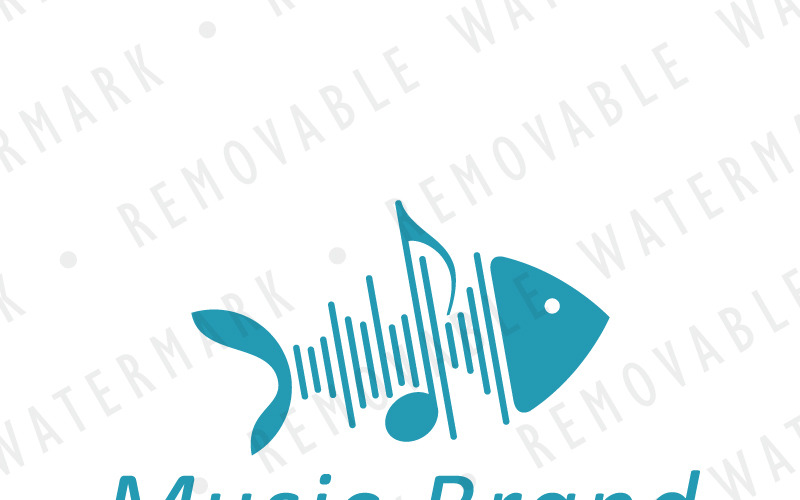 Plantilla de logotipo de Sound Wave Fishbone