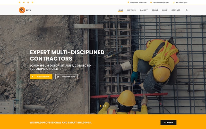 Revo Construction багатосторінковий веб-шаблон PSD