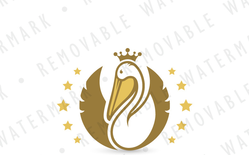 Download Шаблон логотипа "Royal Pelican Logo Template" / Royal Pelican Logo Template - Шаблон логотипа на тему графика circle royal bird luxury wings crown king pride pelican sea hotel resort beach logo design template marina harbor fishing investing