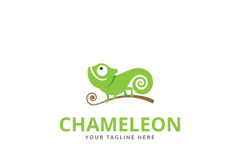 Шаблон логотипа зеленый дизайн хамелеон