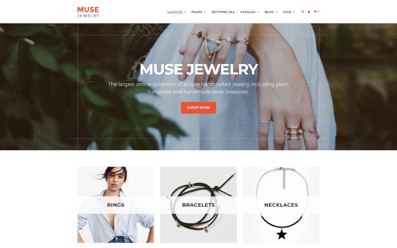 Thème Shopify réactif pour la mode Muse Jewellery