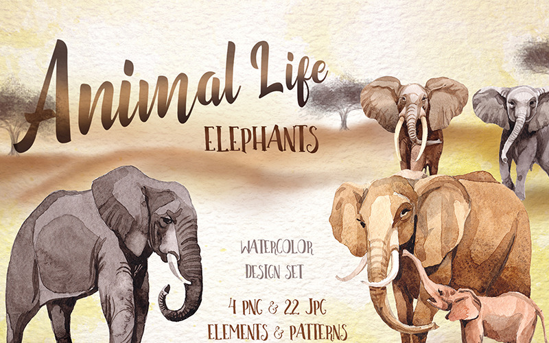 Download Иллюстрация "Animal Life Elephants PNG Watercolor Set - Illustration" / Animal Life Elephants PNG Watercolor Set - Illustration - Иллюстрация на тему графика watercolor illustration elephant drawing background drawn paint textile png zoo animal safari wild wildlife exotic life fauna nature africa african