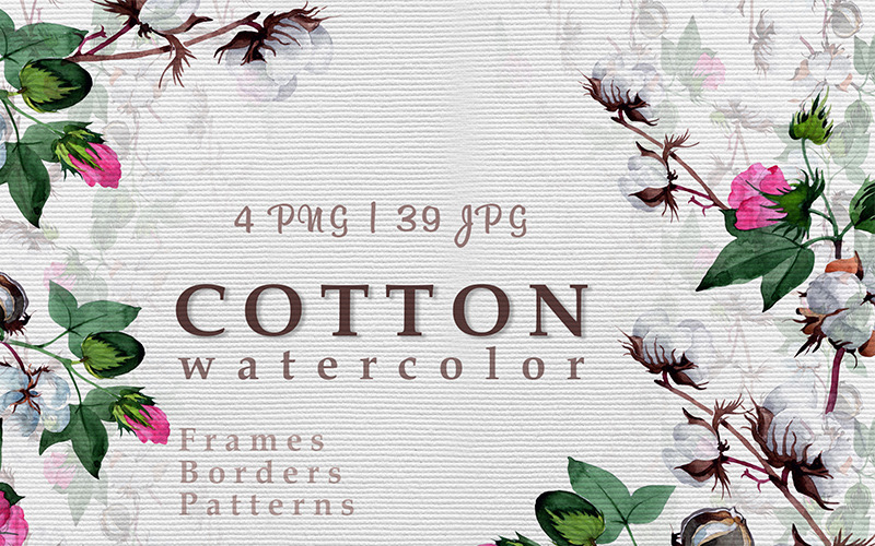 Cool Cotton PNG Acuarela Creative Set - Ilustración
