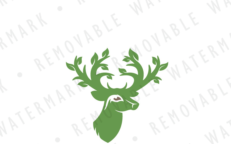 Download Шаблон логотипа "Deer of the Forest Logo Template" / Deer of the Forest Logo Template - Шаблон логотипа на тему графика deer leaf growing forest wood antlers elk green rustic stag buck logo design template hunting beauty fertility forestry gardening outdoor