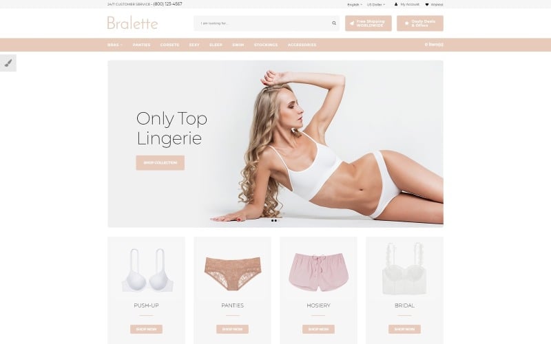 Modèle OpenCart de lingerie Bralette