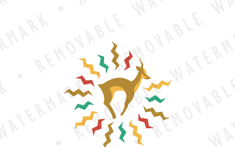 Download Шаблон логотипа "Springbok Sun Logo Template" / Springbok Sun Logo Template - Шаблон логотипа на тему графика animal springbok antelope gazelle sun energy africa wild warm agility logo design template zoo safari lightning travel resort photographer outdoor