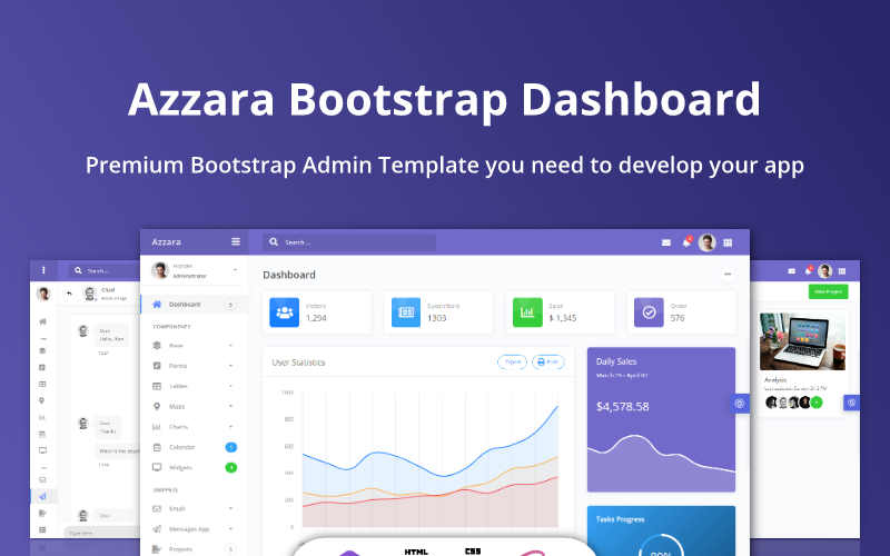 Azzara - modelo de administração de painel de bootstrap