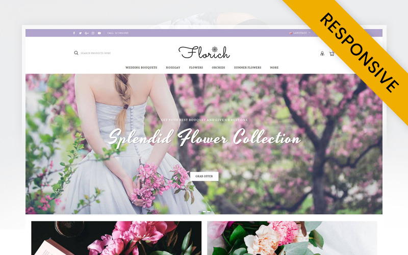 Florich – obchod se svatebními květinami, responzivní šablona OpenCart