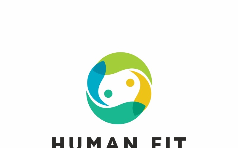 Download Шаблон логотипа "Human Fit - Health Yoga Logo Template" / Human Fit - Health Yoga Logo Template - Шаблон логотипа на тему графика achievement agency community education fitness gym idea jump kids leadership lifestyle modern opportunity organization people human health eco life sport