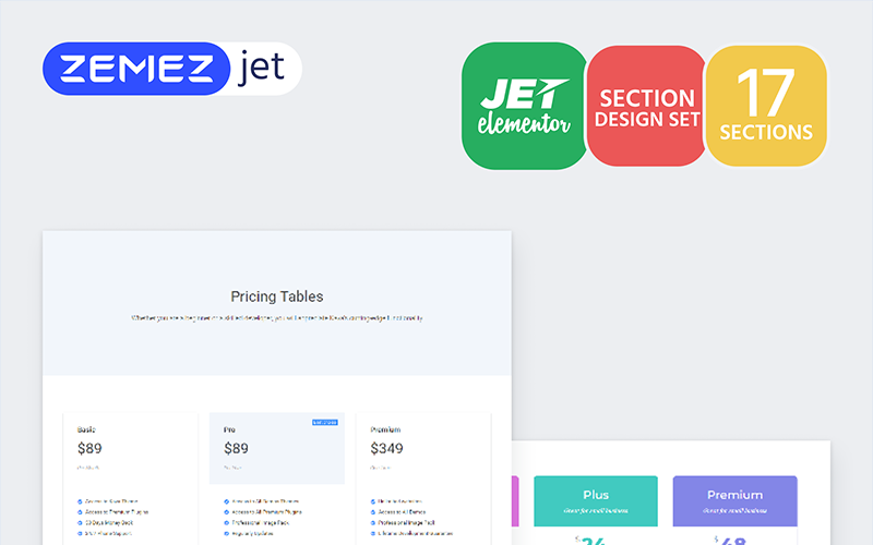 Picex - цінові таблиці Jet Sections Elementor шаблон