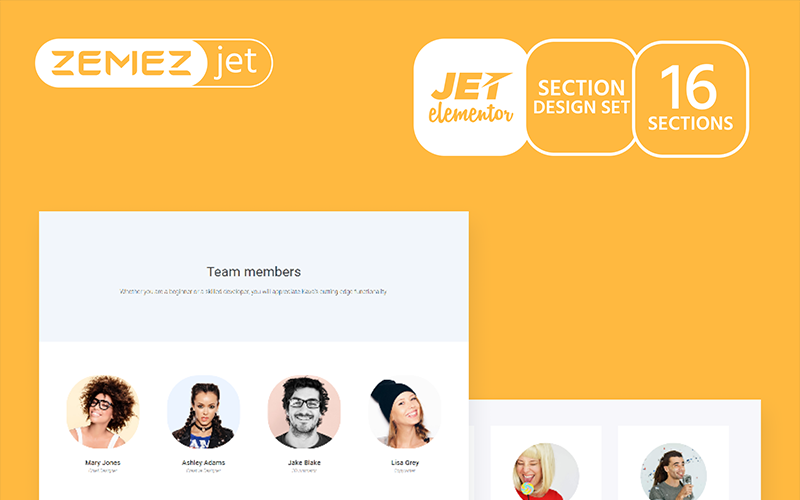 Staffer - Modello Elementor delle sezioni Jet dei membri del team