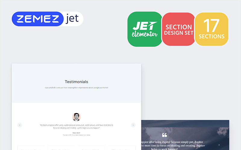 Testiz - Getuigenissen Jet Sections Elementor-sjabloon