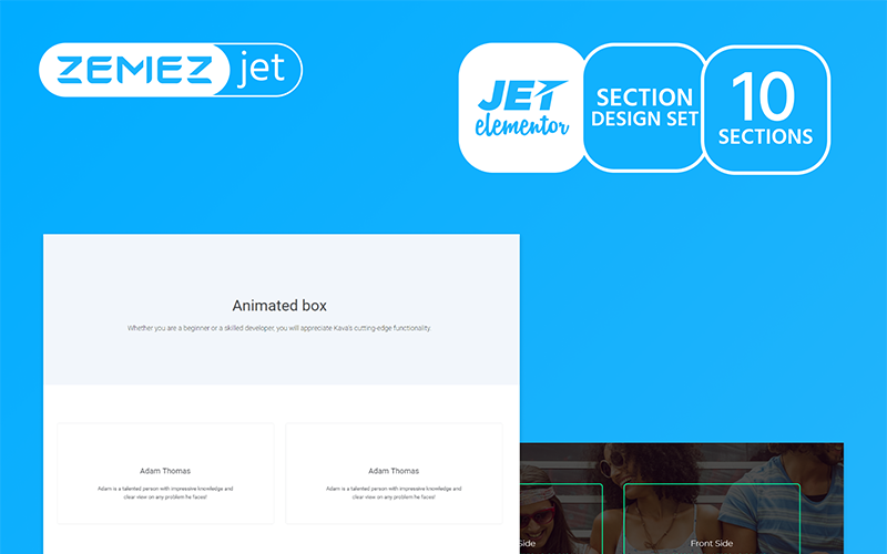Vividy - Animerad Box Jet Sections Elementor-mall