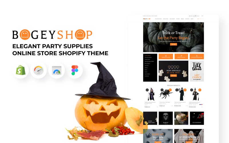 Bogey Shop - Elegancki sklep internetowy z artykułami na przyjęcia Motyw Shopify