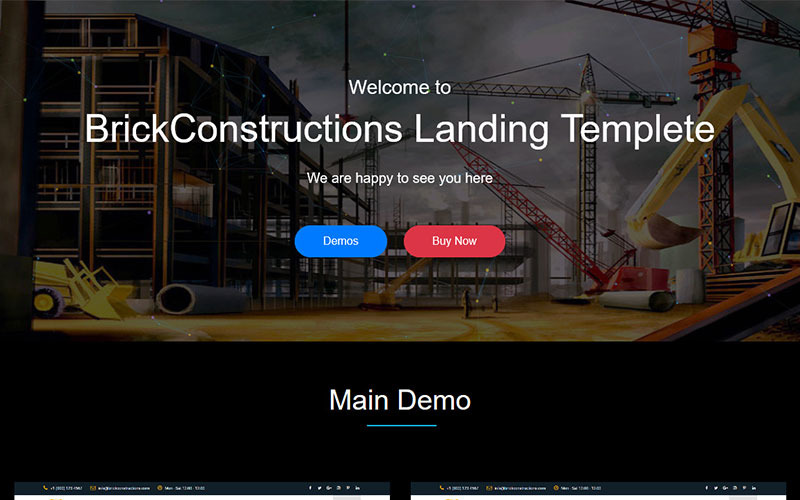 Brick - Construction HTML5 Mall för målsidesmall