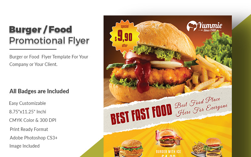 Download Фирменный стиль "Burger Flyer - Corporate Identity Template" / Burger Flyer - Corporate Identity Template - Фирменный стиль на тему графика burger fast food fastfood flyer card cheeseburger dinner elegant hamburger menu offer pizza restaurant takeaway texture wood