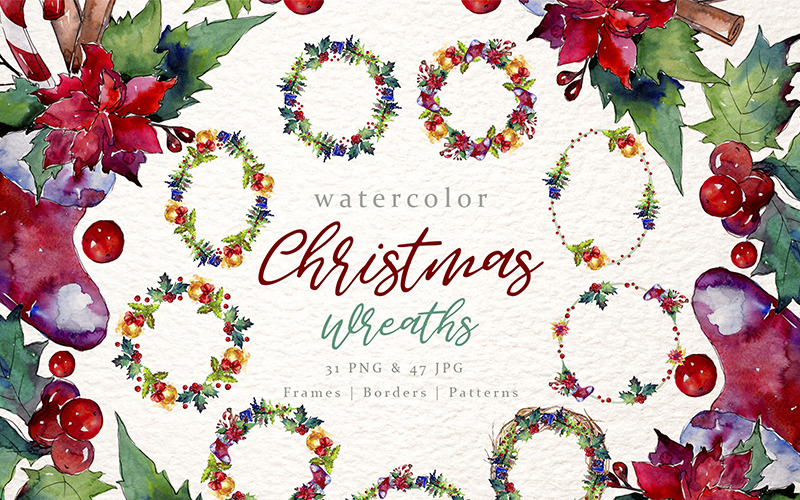 Collection de Noël PNG aquarelle Set - Illustration