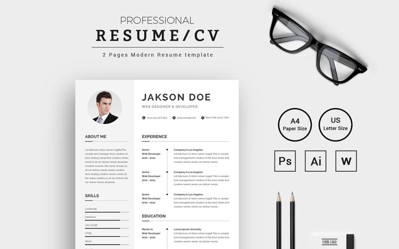 Jakson Doe Web Designer & Developer CV / Plantilla de currículum