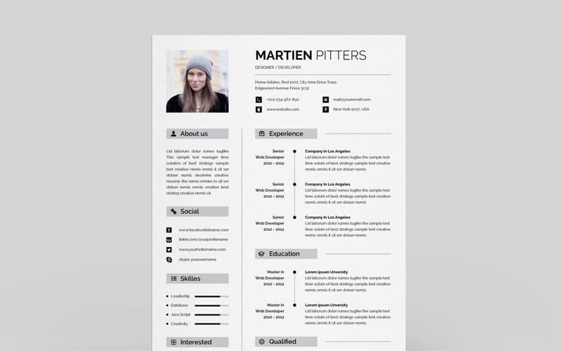 Martien Pitters Tasarımcısı ve Geliştirici Özgeçmiş Şablonu