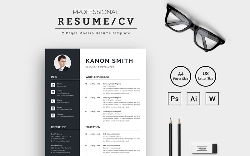 Plantilla de currículum moderno de Kanon Smith Designer & Developer
