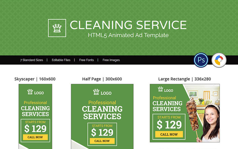 Professionelle Dienstleistungen | Reinigungsservice Animiertes Banner