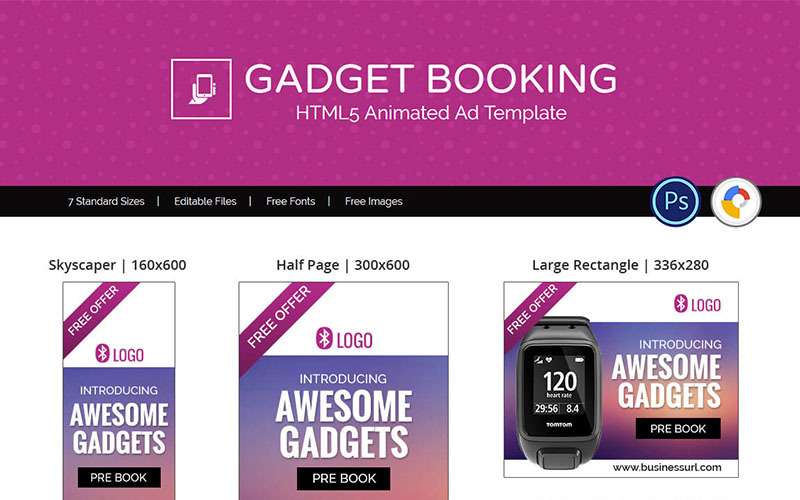 Download Animated Banner "Shopping & E-commerce | Fashion Accessories Animated Banner" / Shopping & E-commerce | Fashion Accessories Animated Banner - Animated Banner на тему графика fitness clock watch accessory booking gadget sale discount appliances banner html5 html ad ads templates gwd animated ecommerce shopping