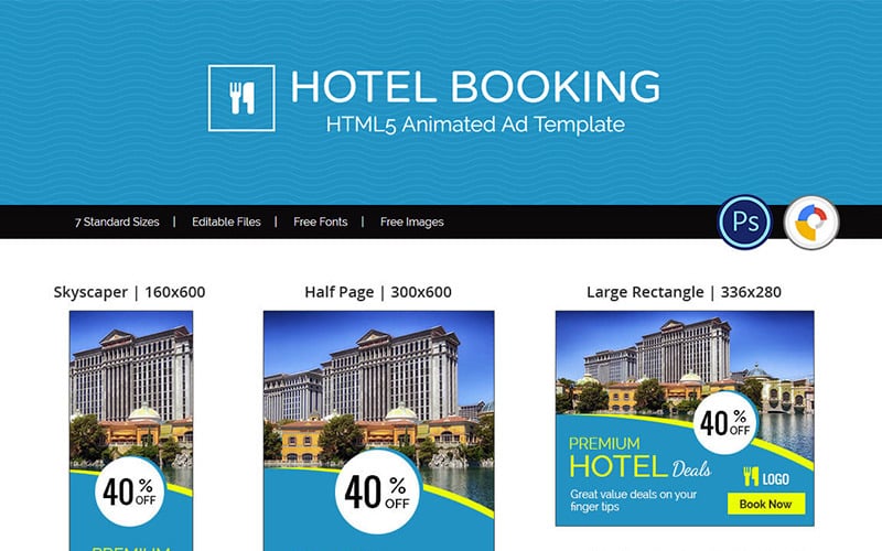 Download Animated Banner "Tour & Travel | Hotel Booking Animated Banner" / Tour & Travel | Hotel Booking Animated Banner - Animated Banner на тему графика hotel booking value deals best design graphic web travel tour agency company business online html5 animated creative premium