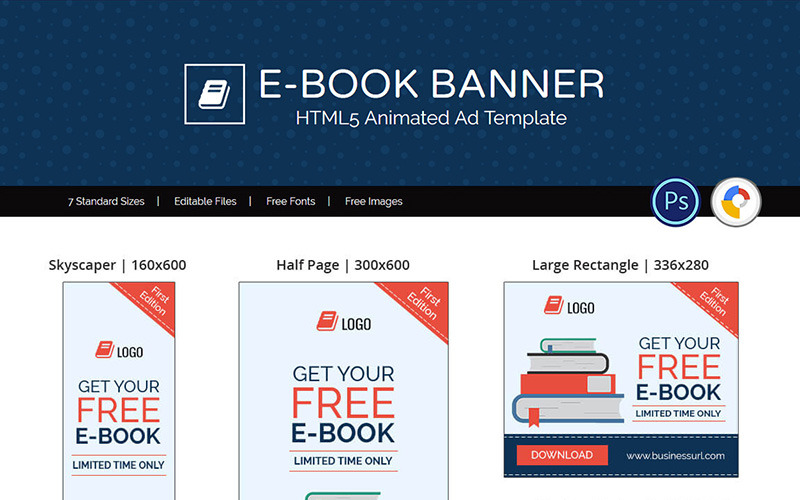 Winkelen en e-commerce | E-book geanimeerde banner